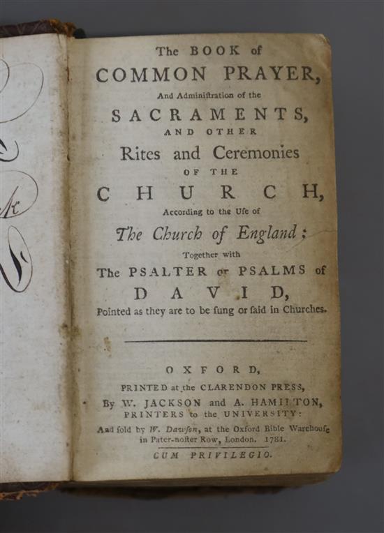 [Church of England] - The Book of Common Prayer, 16mo, original red morocco, Clarendon Press, Oxford 1781, bound with A New Version